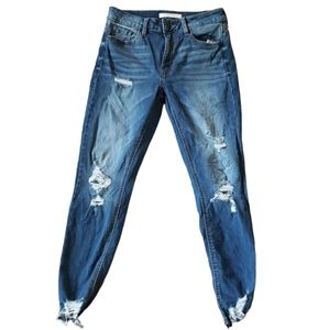 Eunina Jeans Distressed Clara Skinny Crop Size 3.